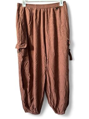 Earthbound Trading Company Cargo Jogger Pants in Rust Brown